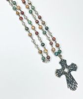 Jasper Rosary Style Bronze necklace - Dainty Grunge