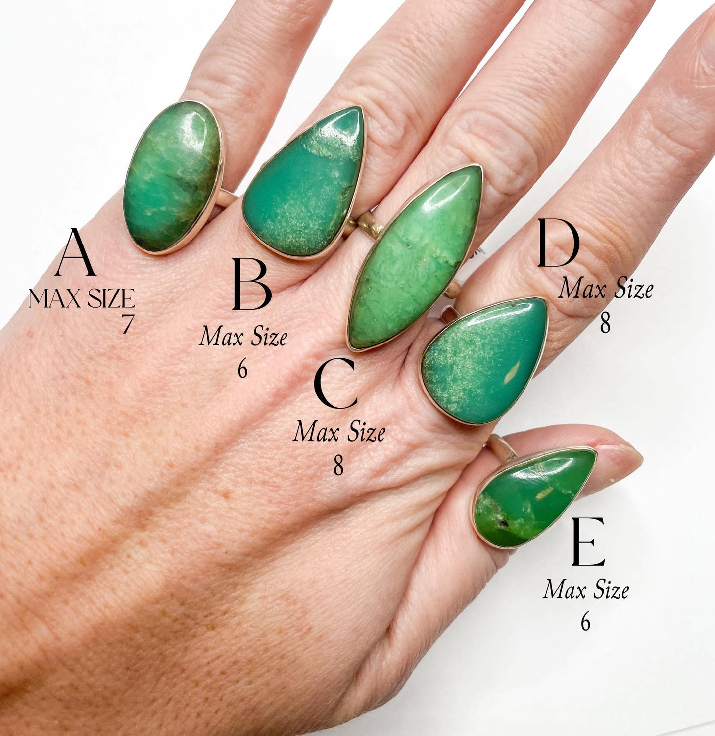 Chrysoprase Ring Mix-Solid Sterling Silver