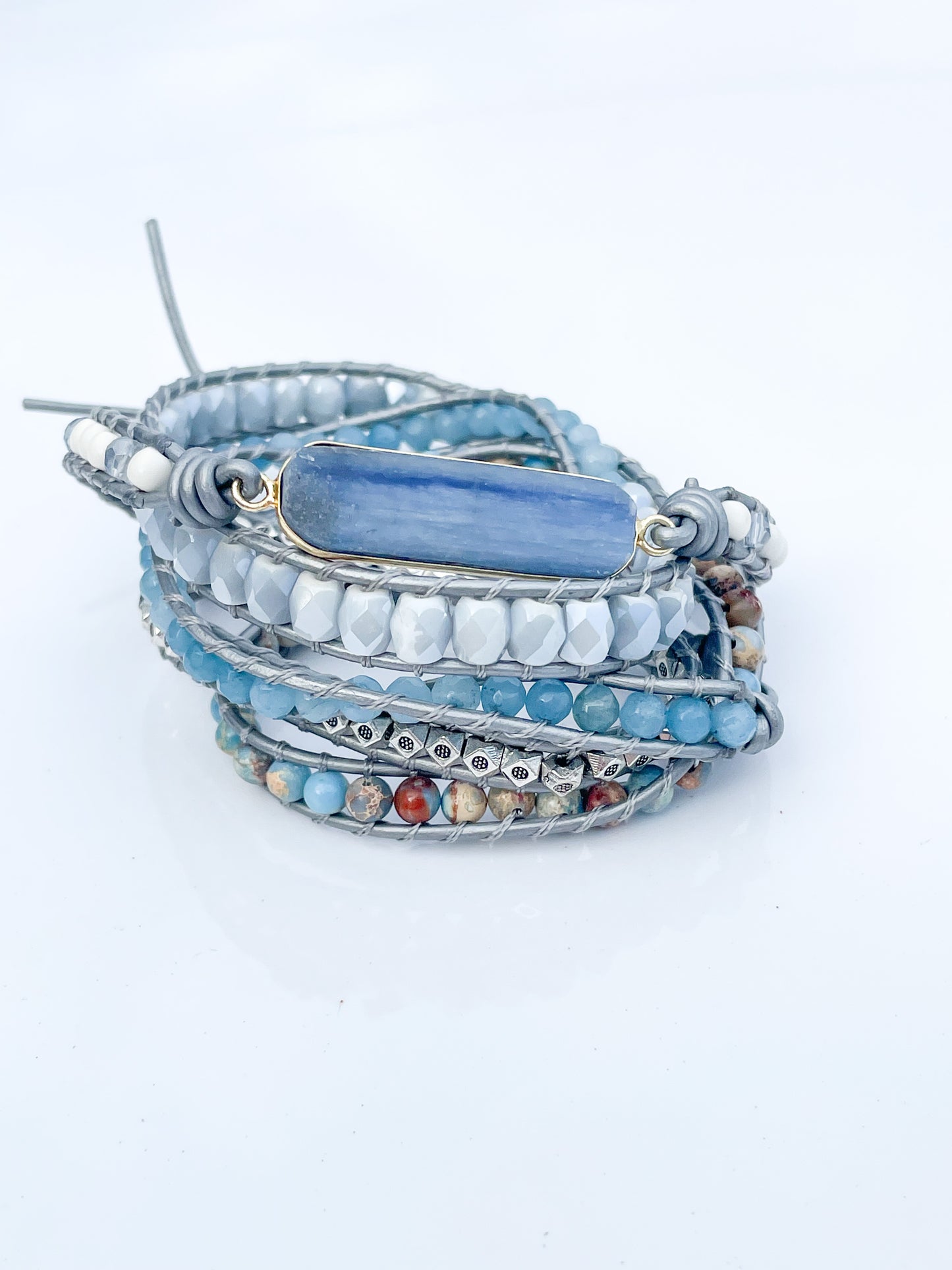 Kyanite 5-time boho wrap - Leather