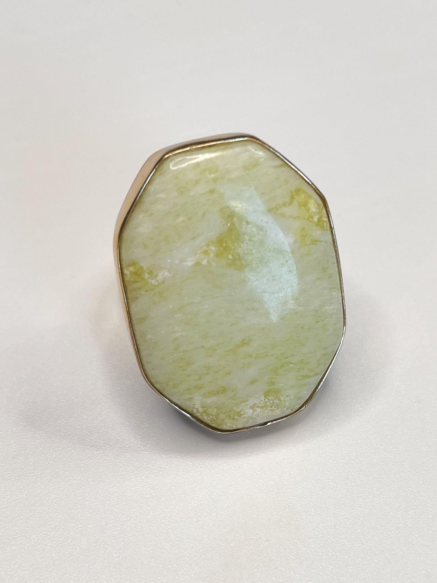 Yellow Agate Octagon Adjustable Ring - Alchemia