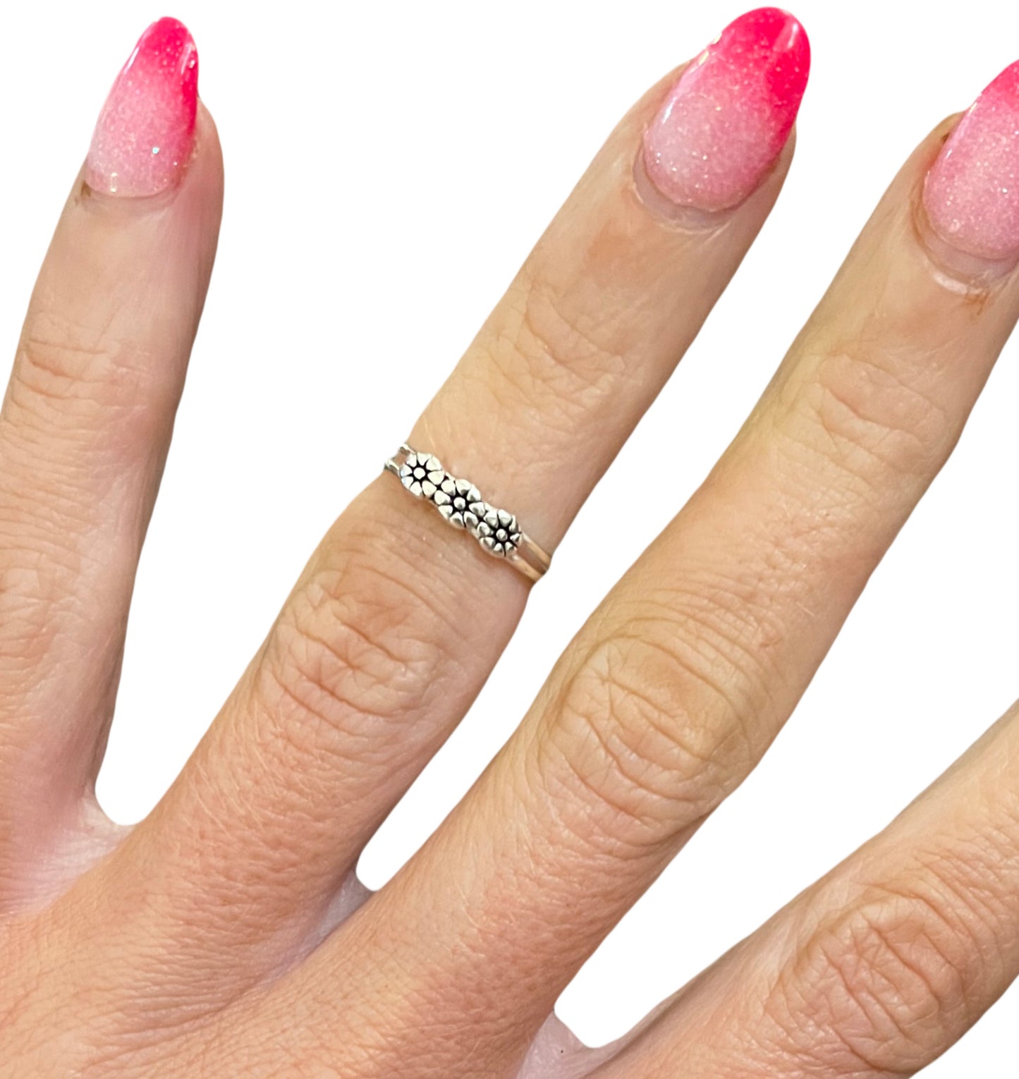 Triple Flower Adjustable Ring - Solid Sterling Silver