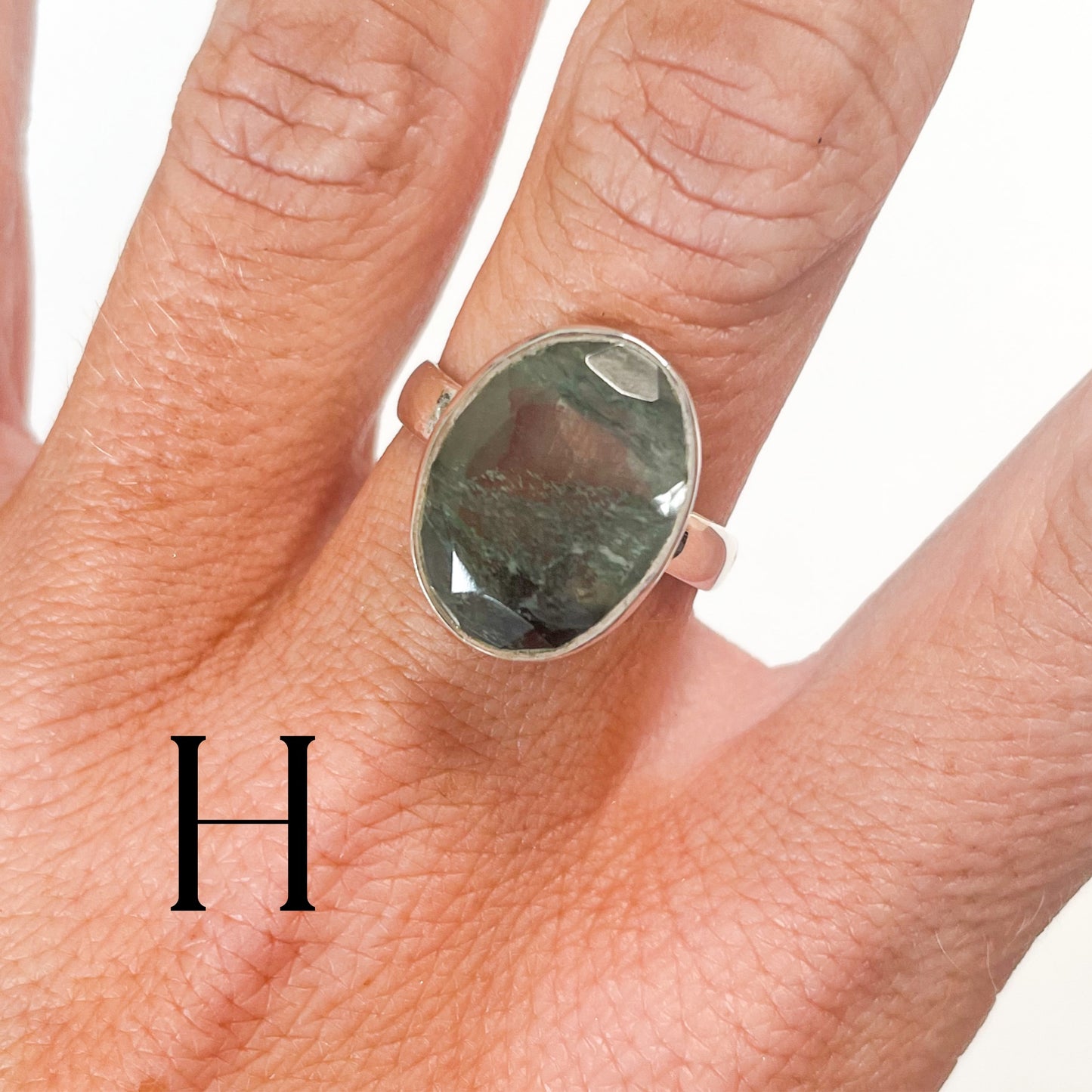 Moss Agate Faceted - Solid sterling silver