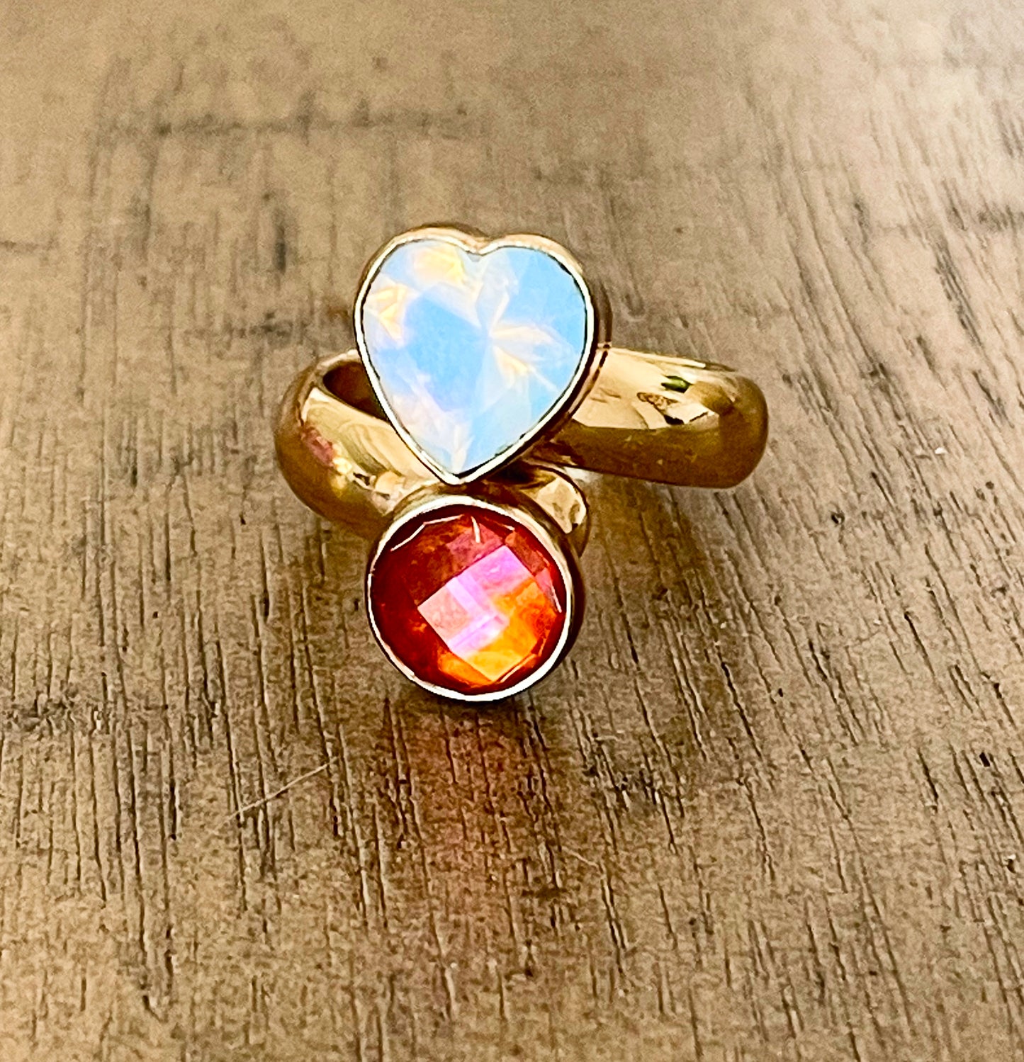 Orange Mystic & Opalite Bypass Ring - Alchemia