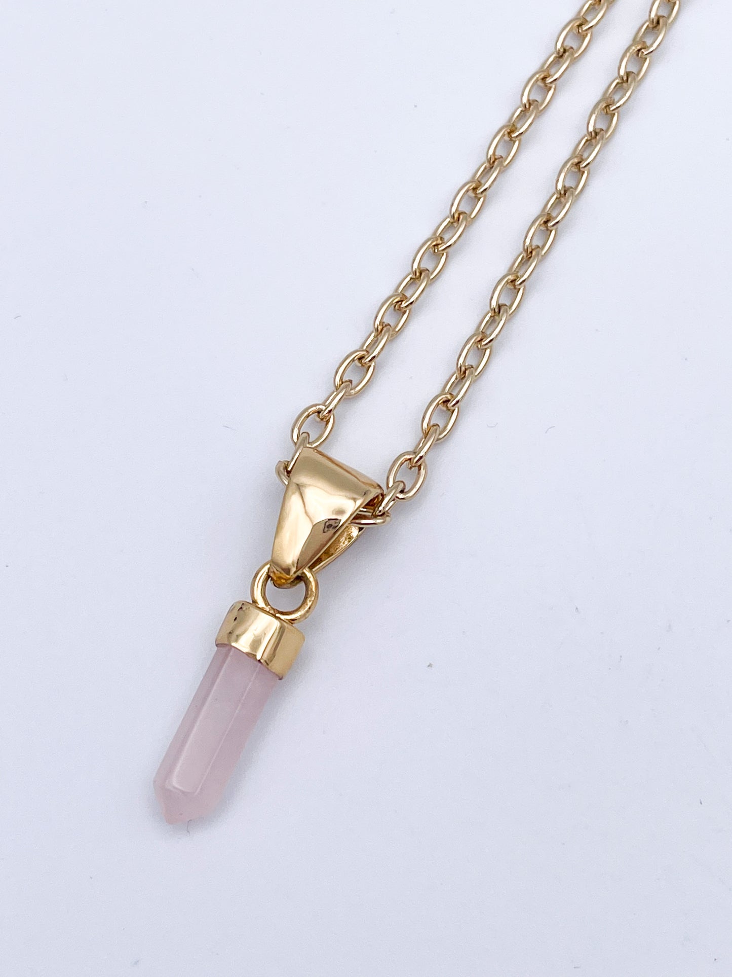 Rose Quartz Dainty Point Pendant- Alchemia