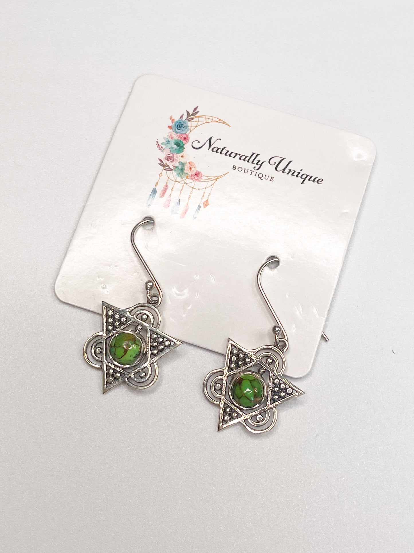 Turquoise with Copper Infusion Dangle Earrings - Solid Sterling Silver