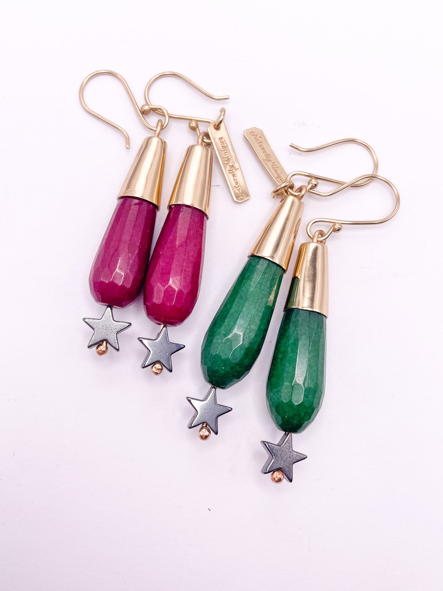 Quartz Tear & Star Drop Earrings- Alchemia