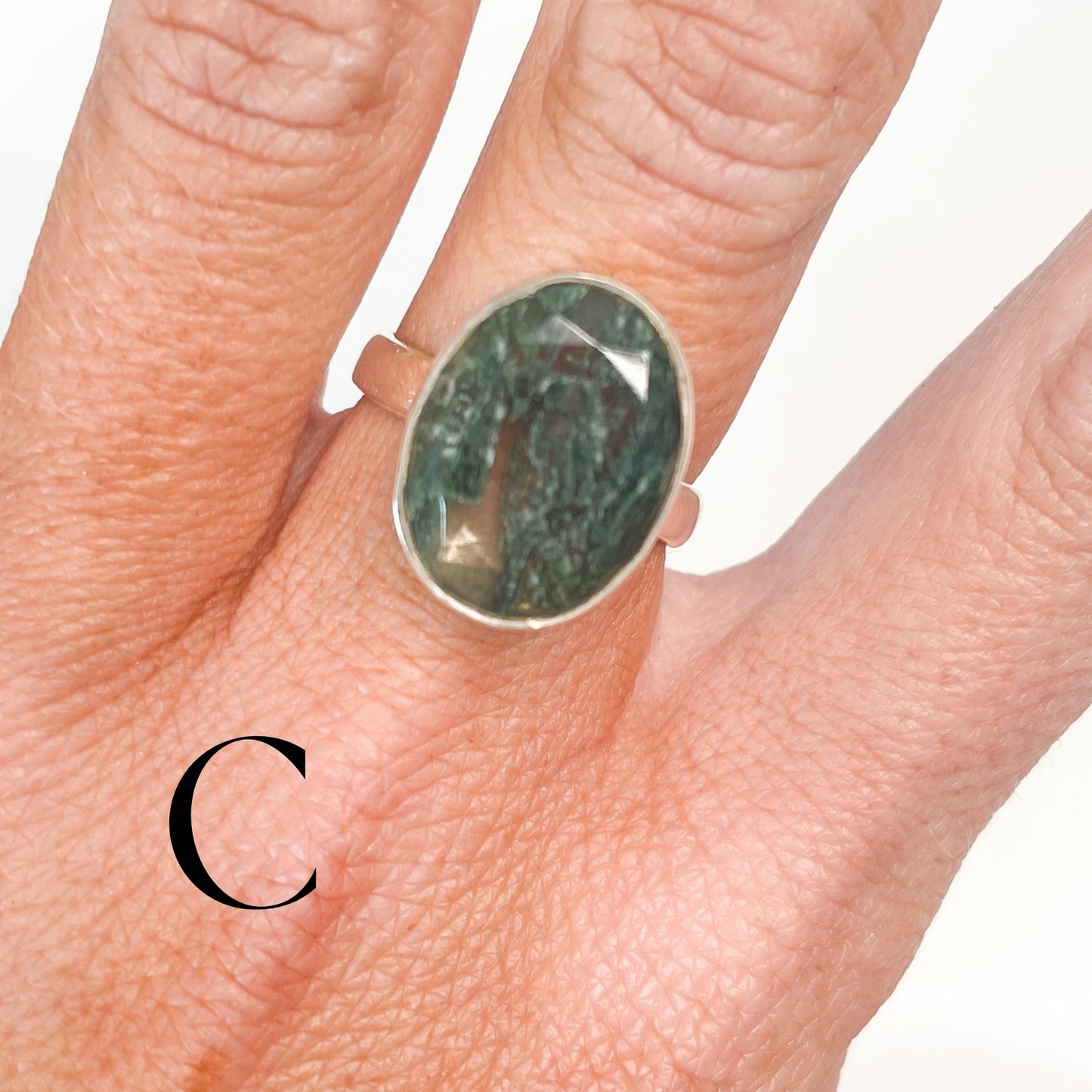 Moss Agate Faceted - Solid sterling silver