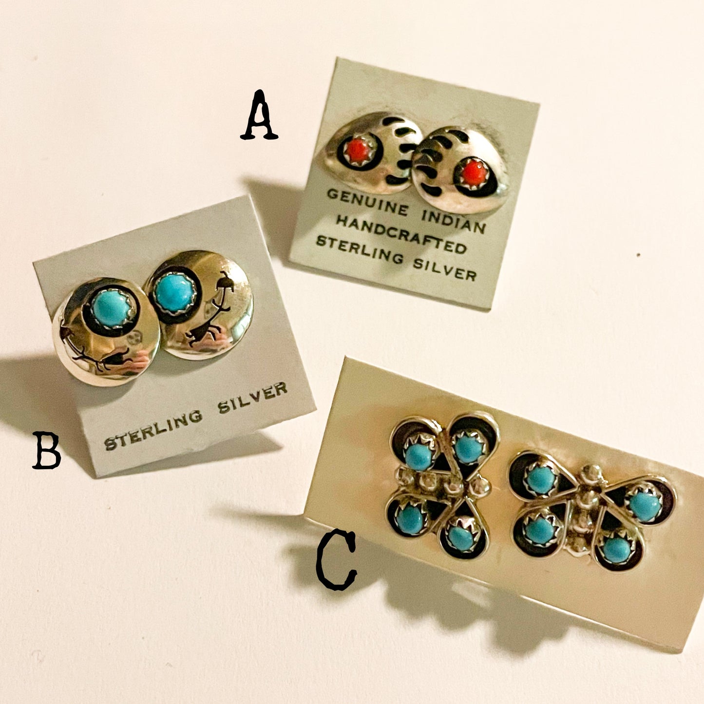 Native American Turquoise Stud - Solid Sterling Silver