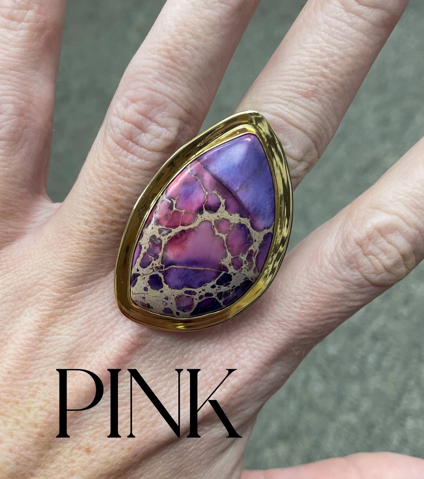 Statement Colored Jasper Ring - Alchemia