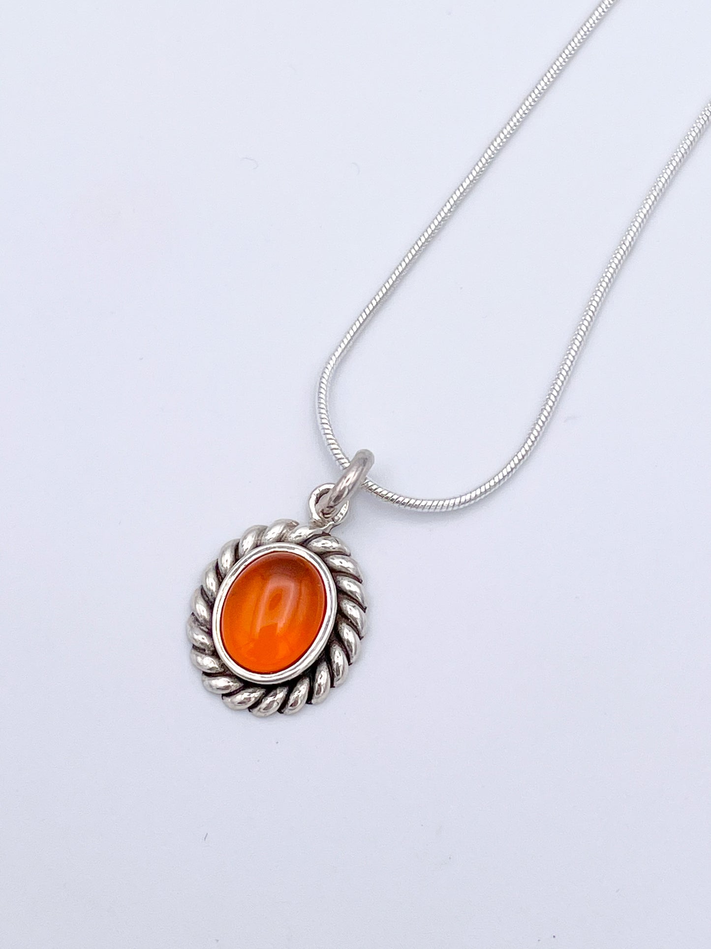 Dainty Amber Boho Pendant- Solid Sterling Silver