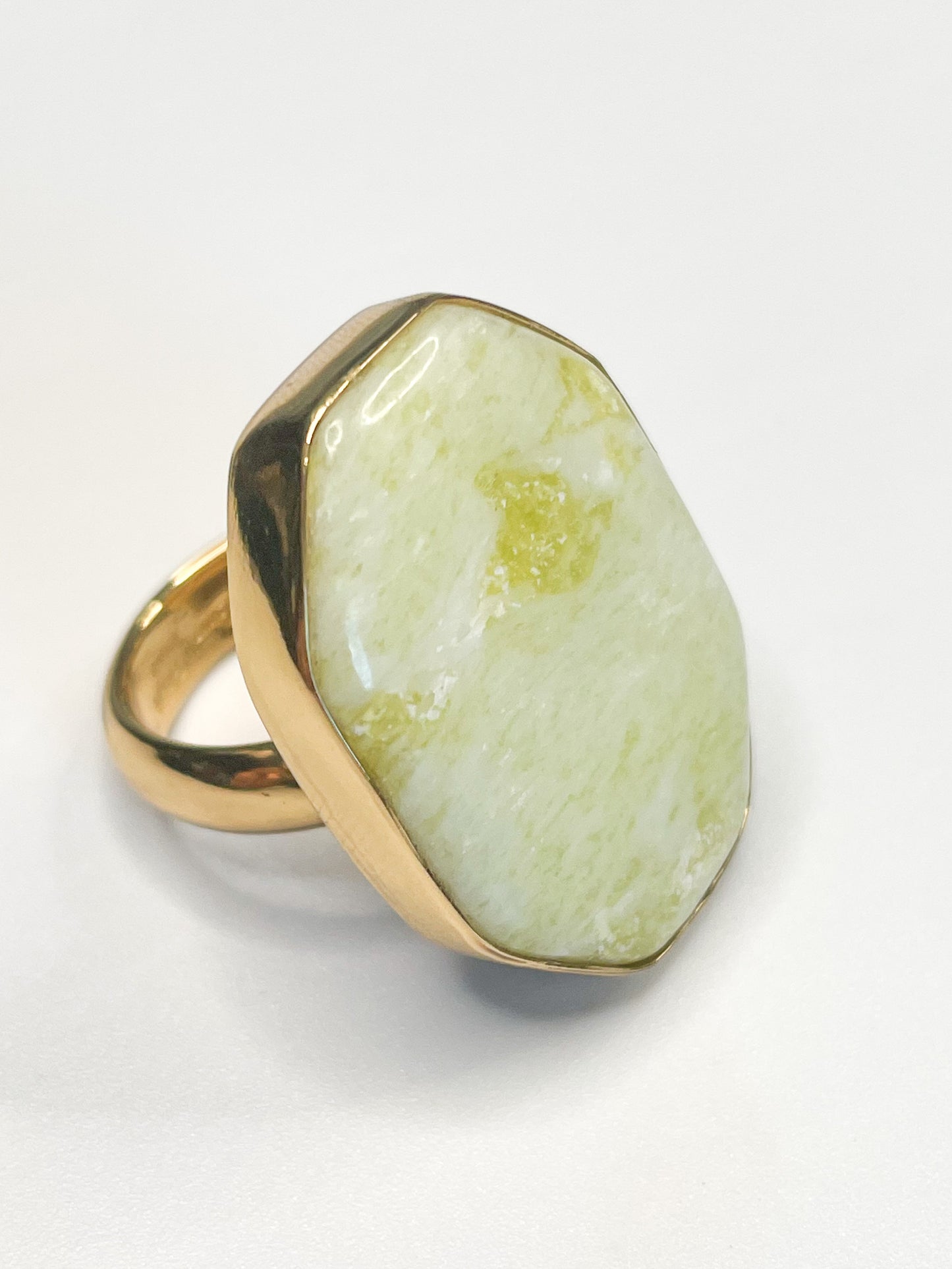 Yellow Agate Octagon Adjustable Ring - Alchemia