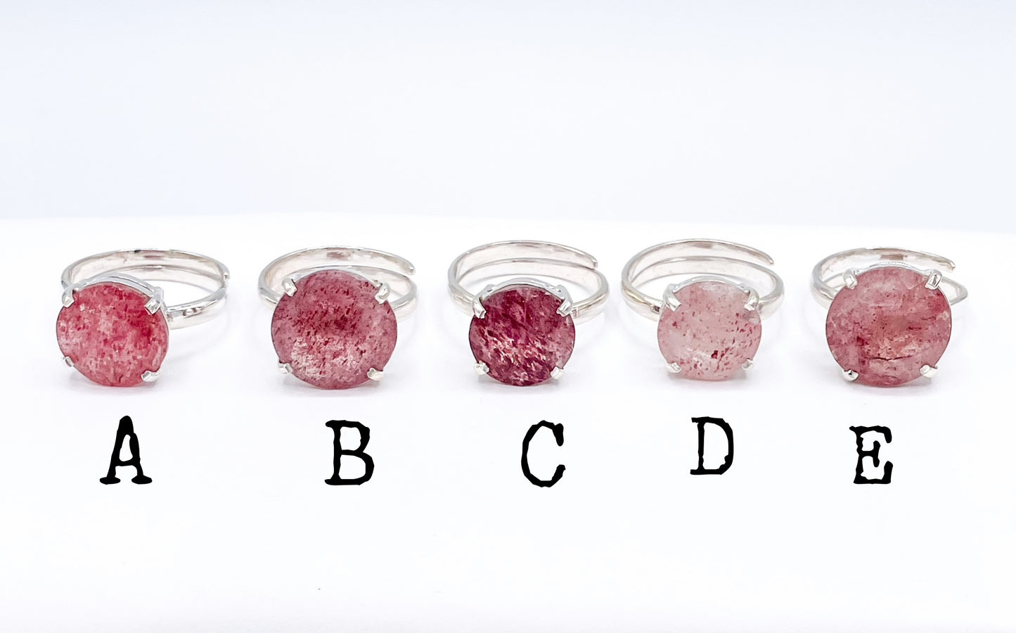 Strawberry Quartz ROUND- Solid Sterling Silver