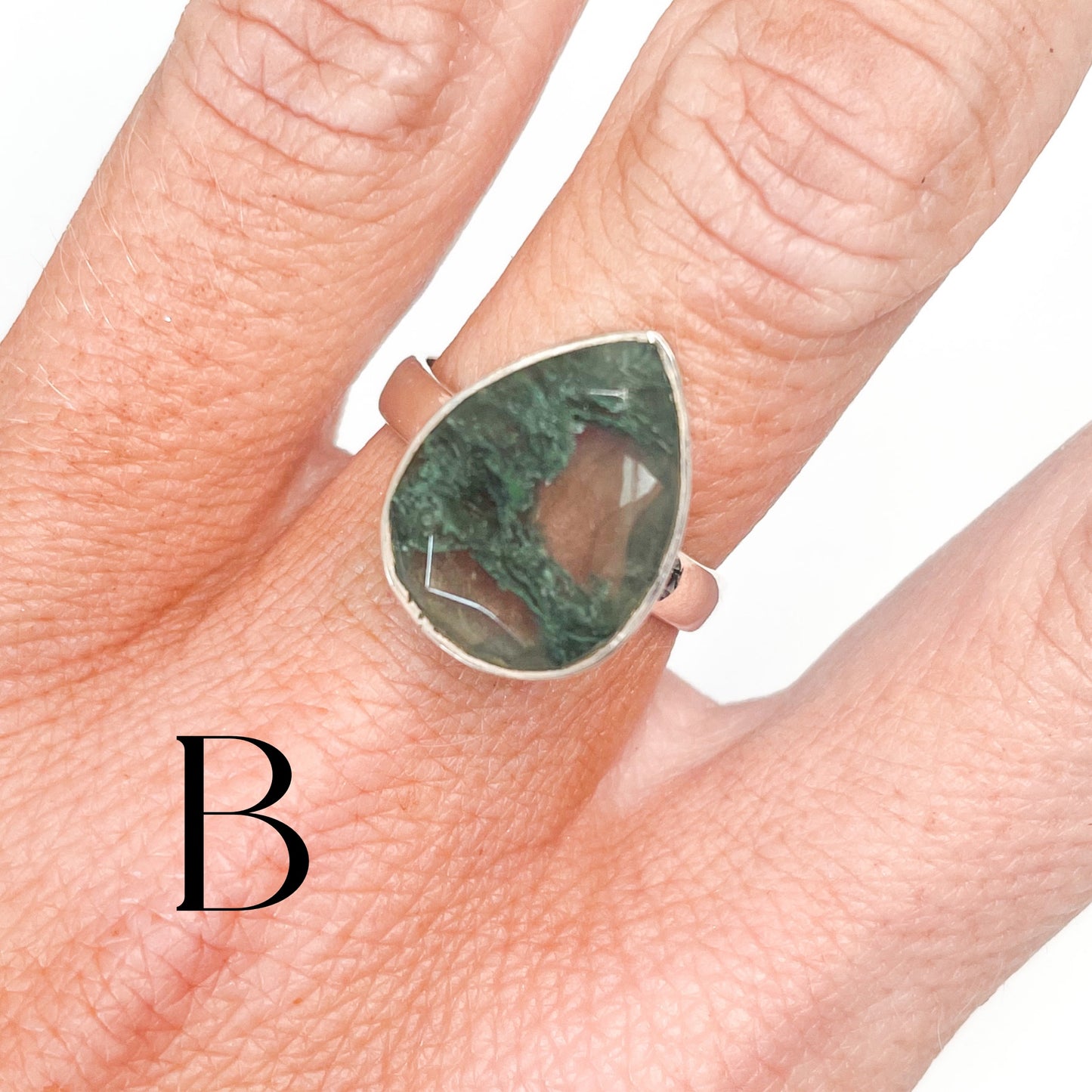 Moss Agate Faceted - Solid sterling silver