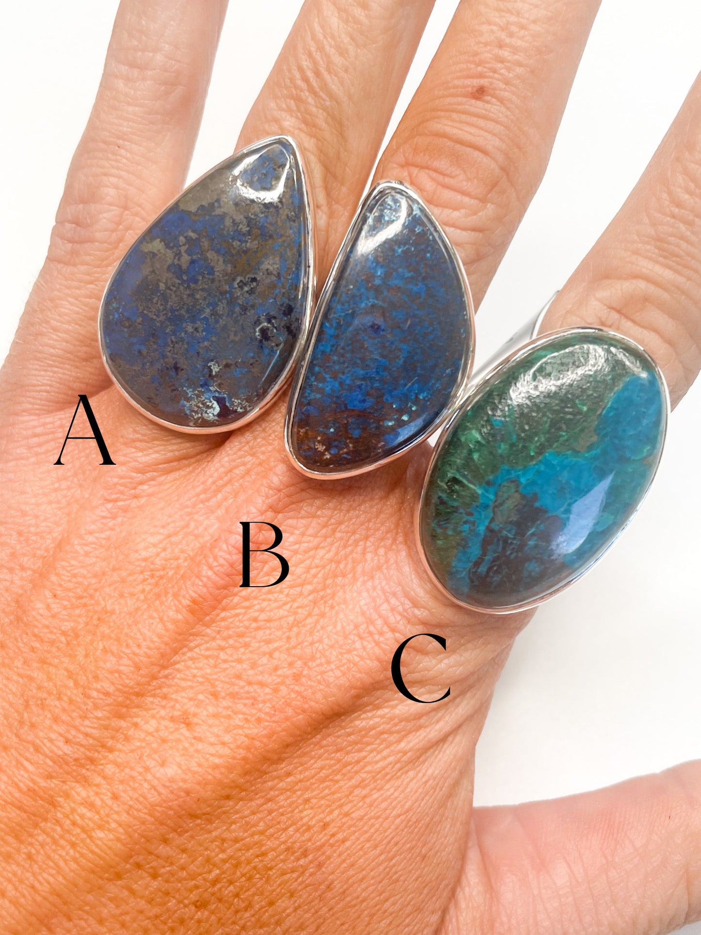 Crysocolla Ring Mix-Solid Sterling Silver