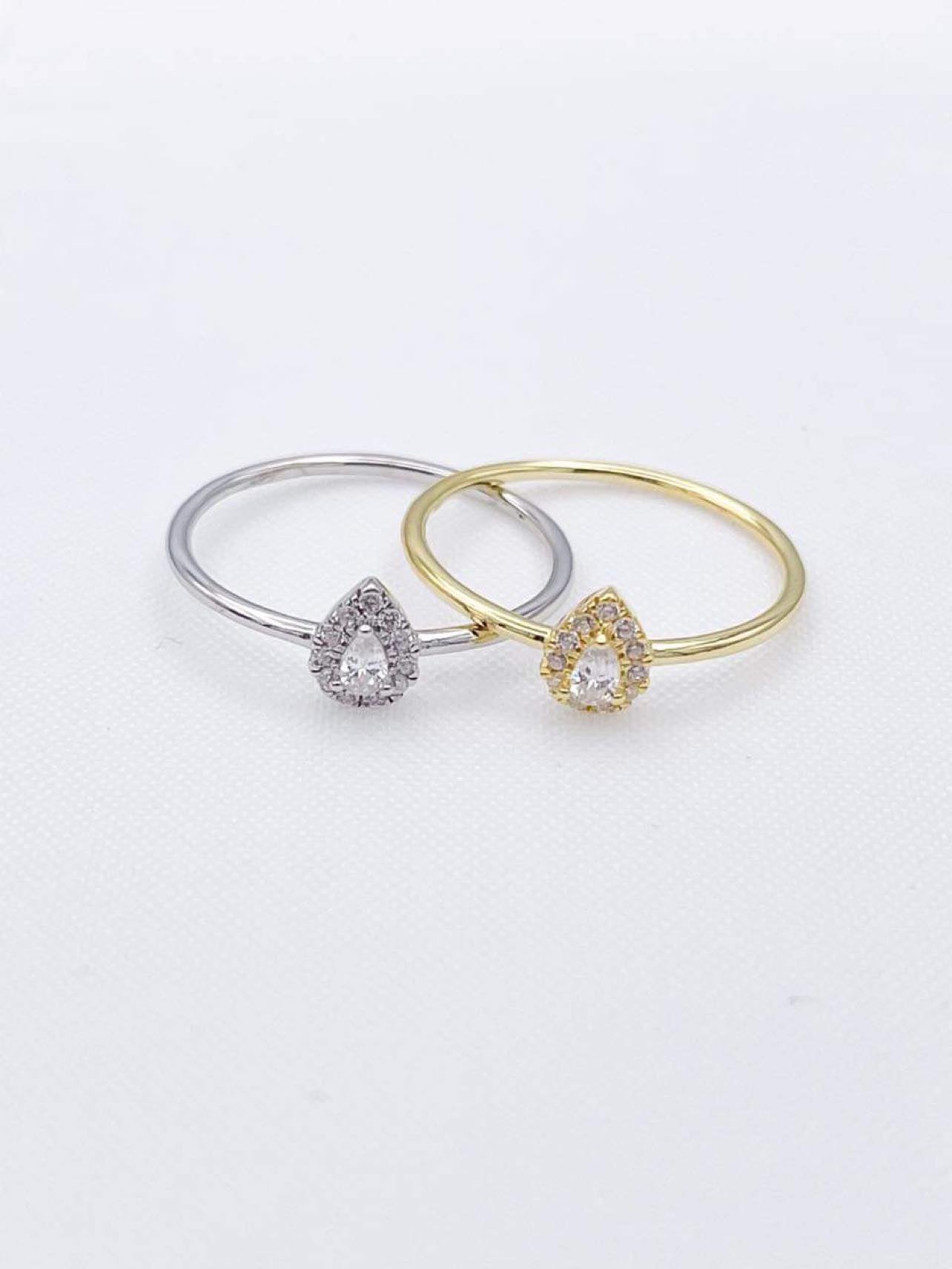 Dainty CZ Teardrop Sized Ring - Vermeil