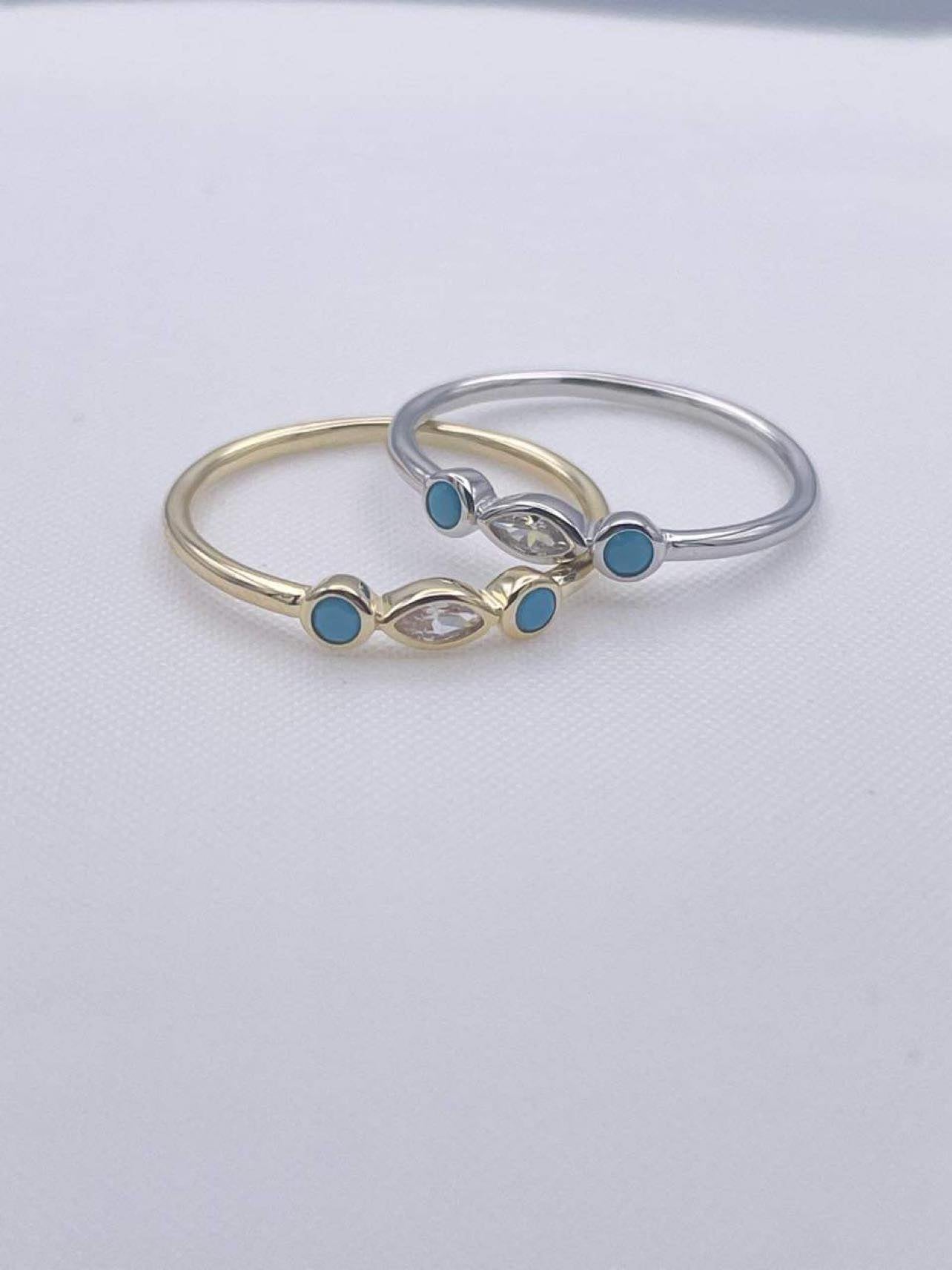 Dainty Marquis and Polka Dot Sized Ring - Vermeil