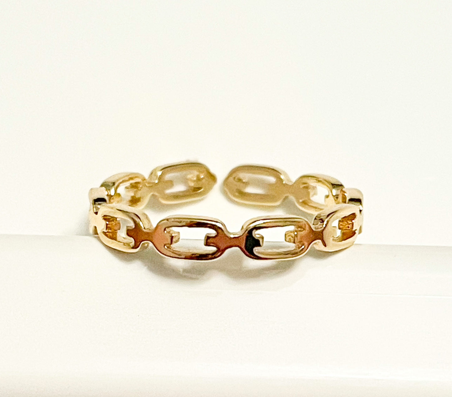 Chain Link Adjustable Ring - 18k gold Filled