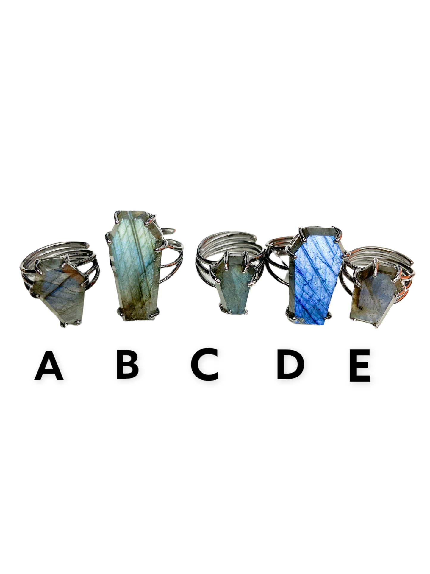Labradorite Coffin Prong Ring- Solid Sterling Silver