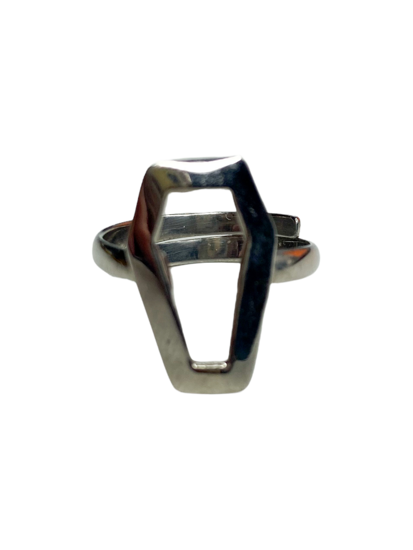 Hollow Coffin Ring - Solid Sterling Silver