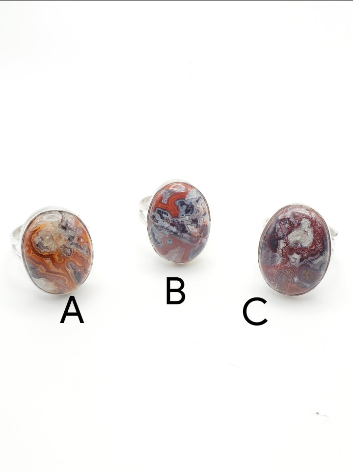 Crazy Lace Agate Ring-Solid Sterling Silver