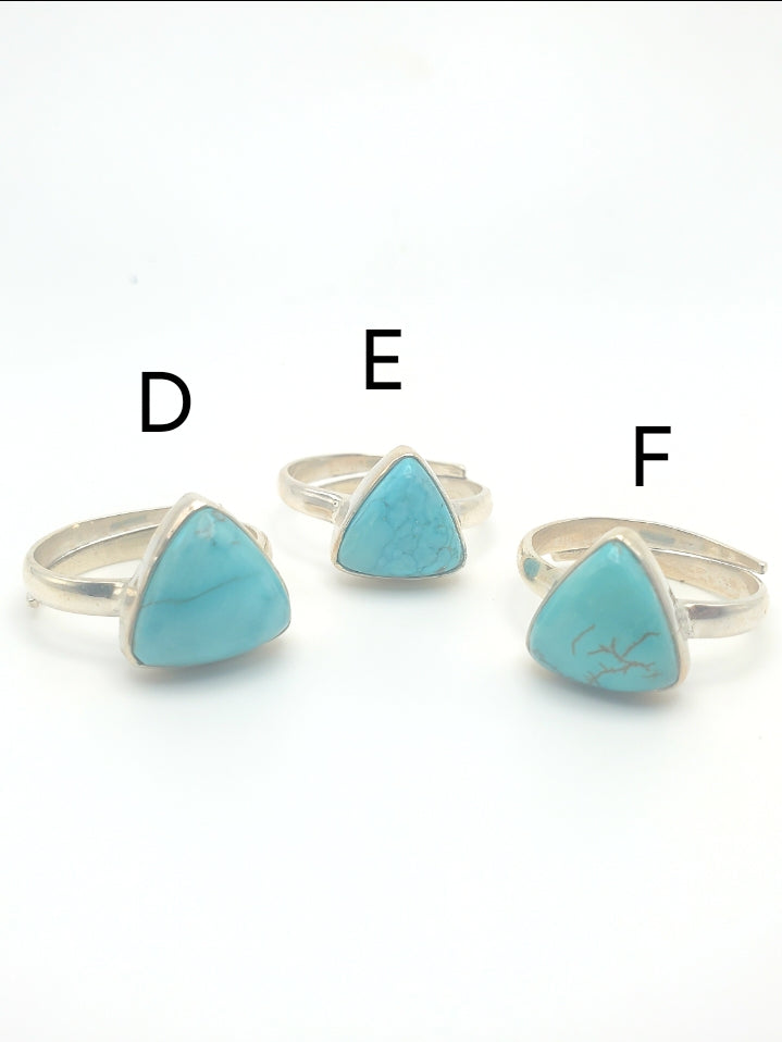 Dainty Turquoise Adjustable Ring - Solid Sterling Silver