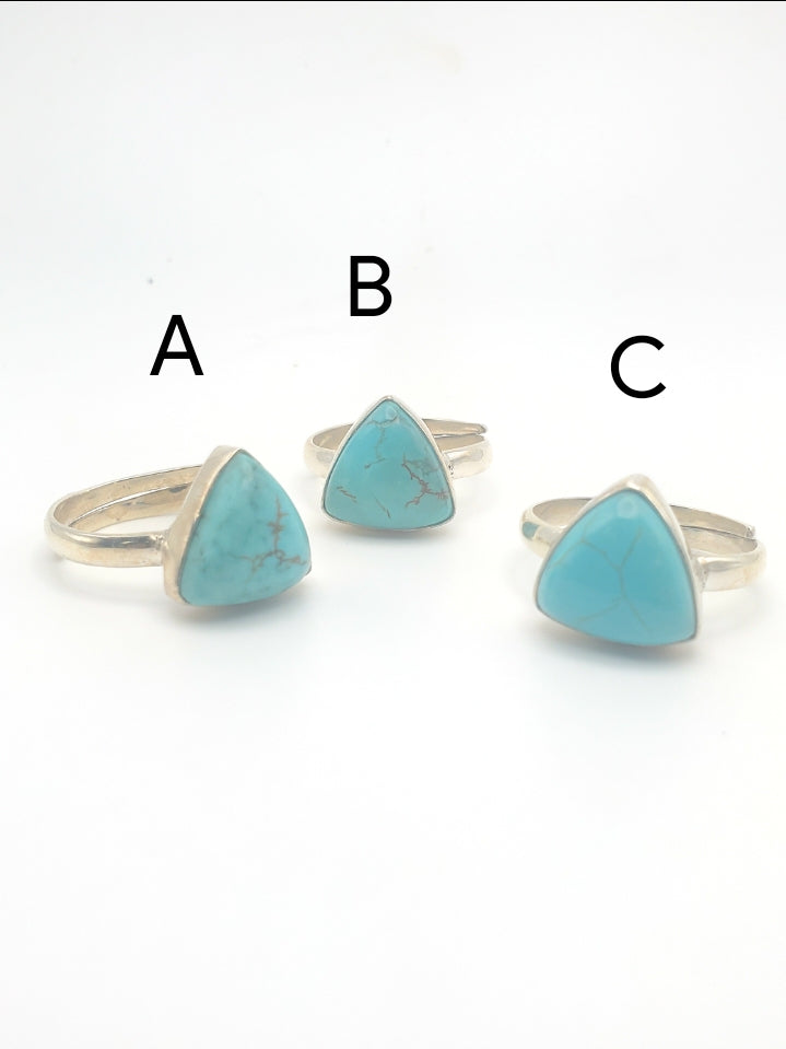Dainty Turquoise Adjustable Ring - Solid Sterling Silver