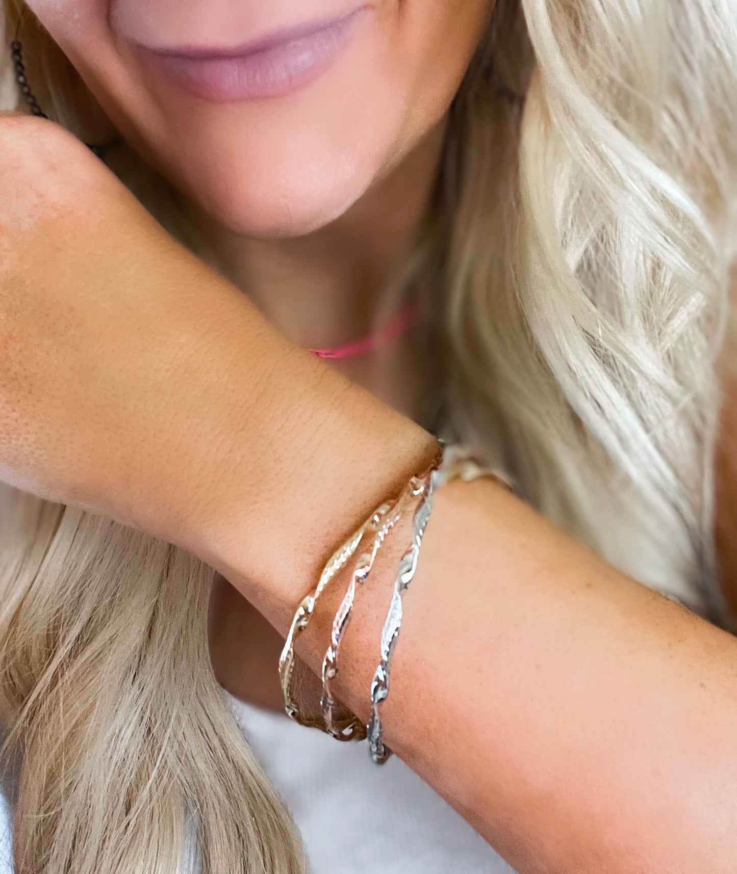 Tri Toned Bracelet Set-18k Gold Filled