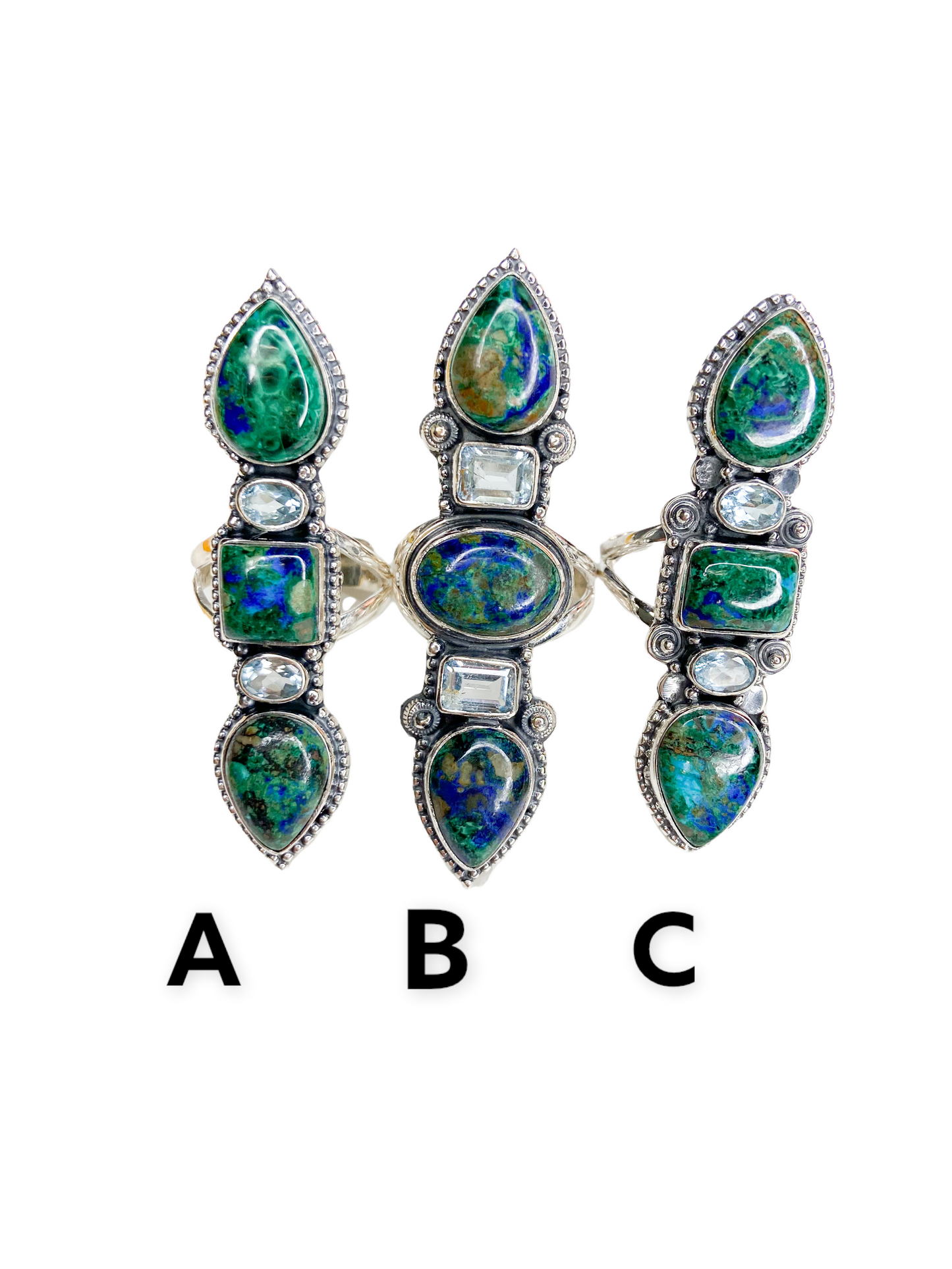 Azurite/Malchite Mix Crawler - Solid Sterling Silver