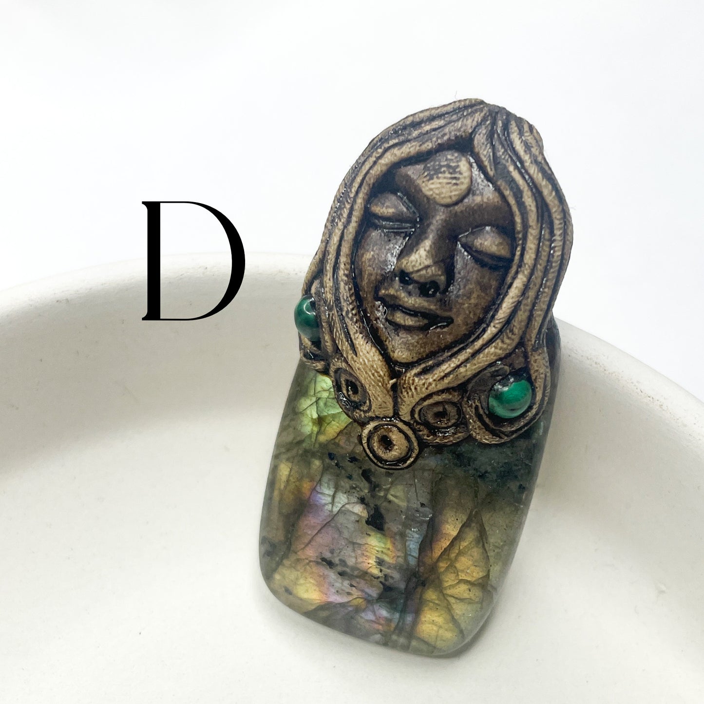 Face Labradorite Clay Pendants
