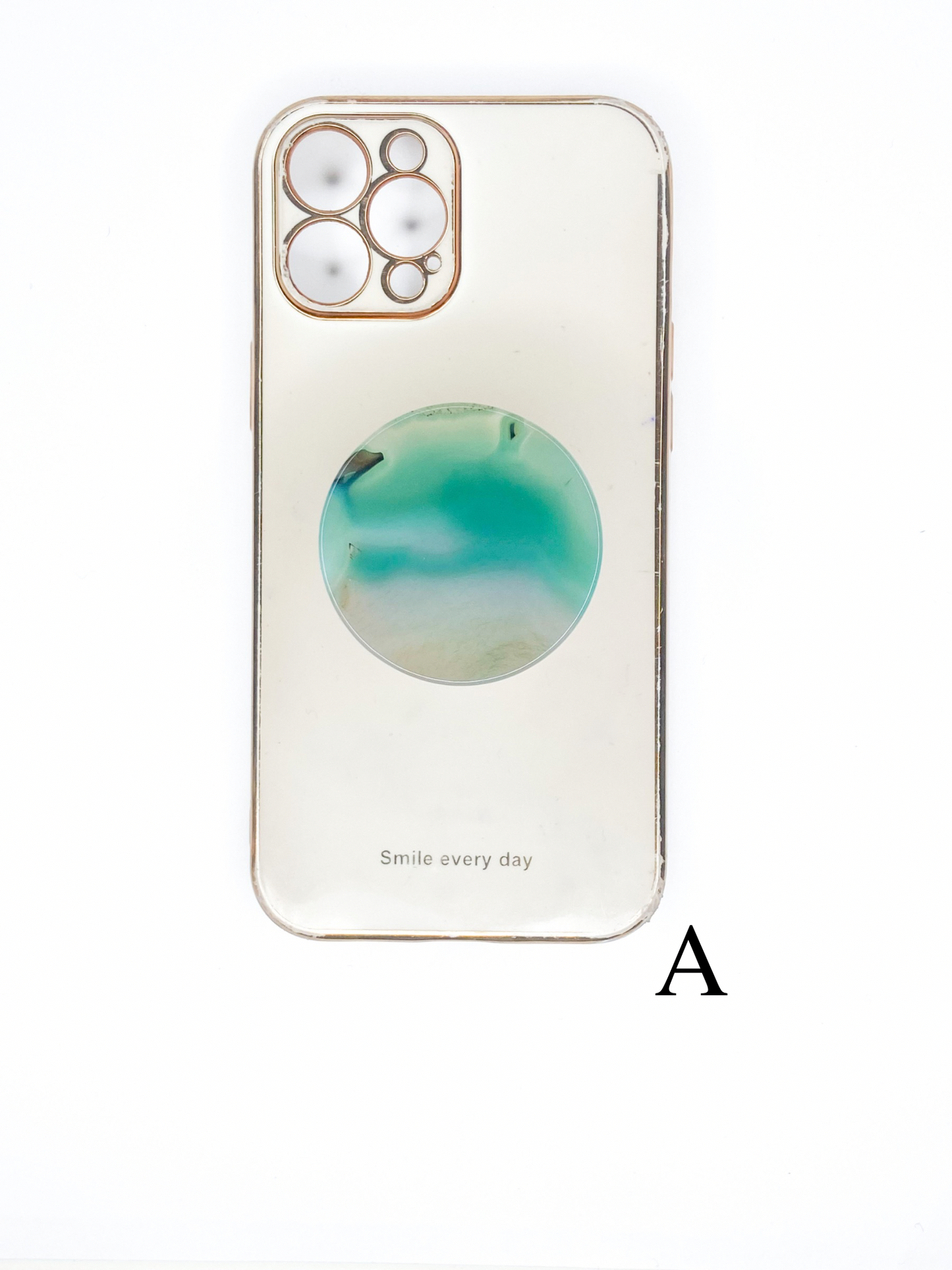 Green Round Agate Phone Stone