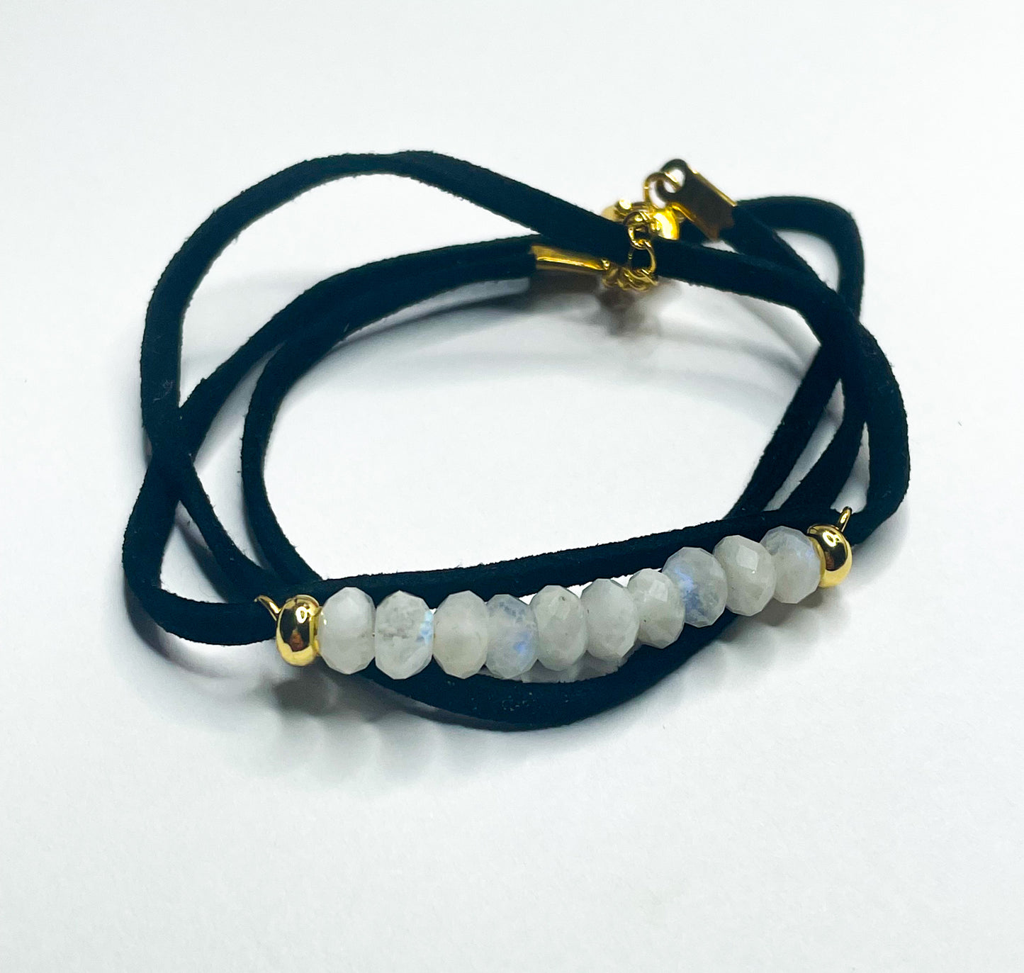 Rainbow Moonstone Leather Wrap - 104