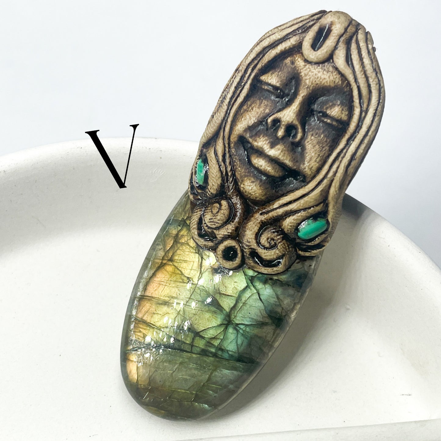 Face Labradorite Clay Pendants