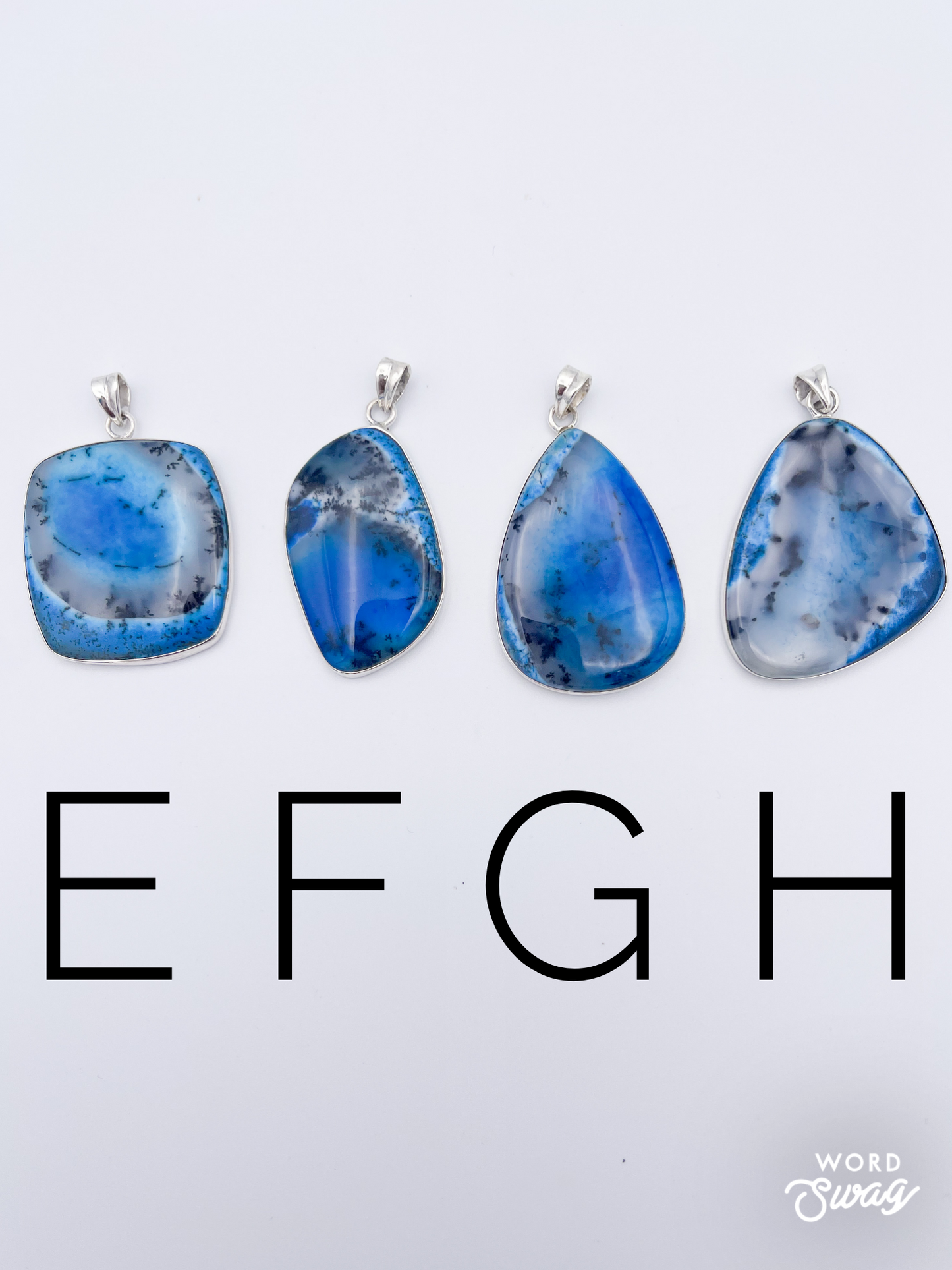 Blue Dendrite Opal Pendant-Solid Sterling Silver