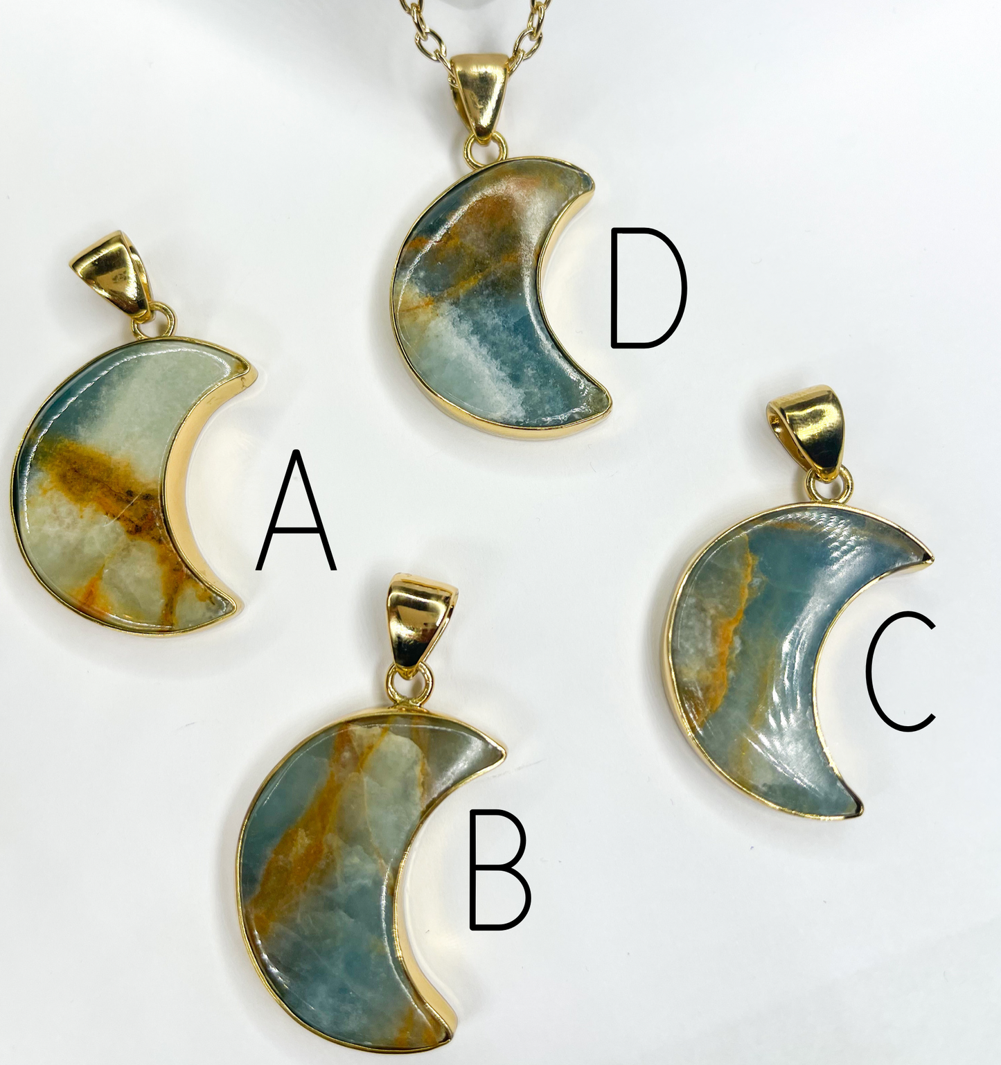 Chalcedony Moon Pendants -Alchemia