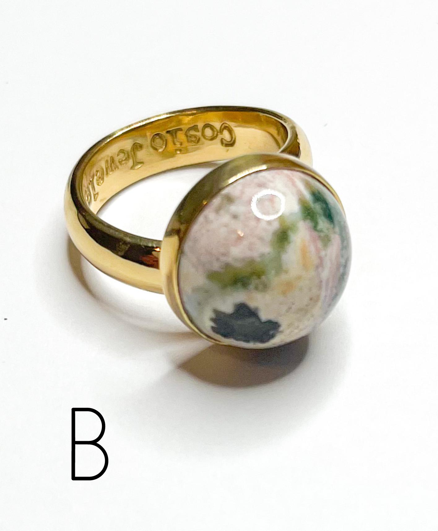Pink Ocean Jasper Polka Dot Ring-Alchemia