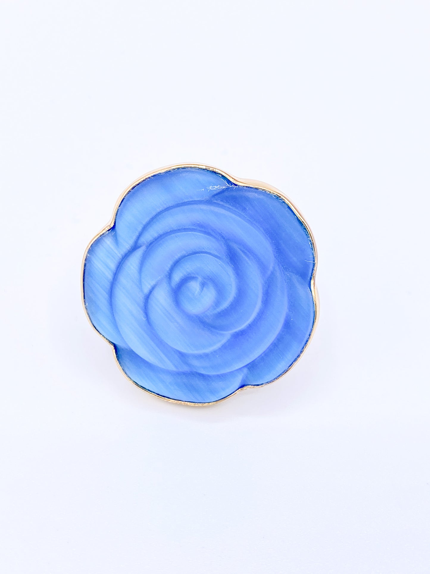 Blue Fiber Optic Rose Adjustable Ring - Alchemia