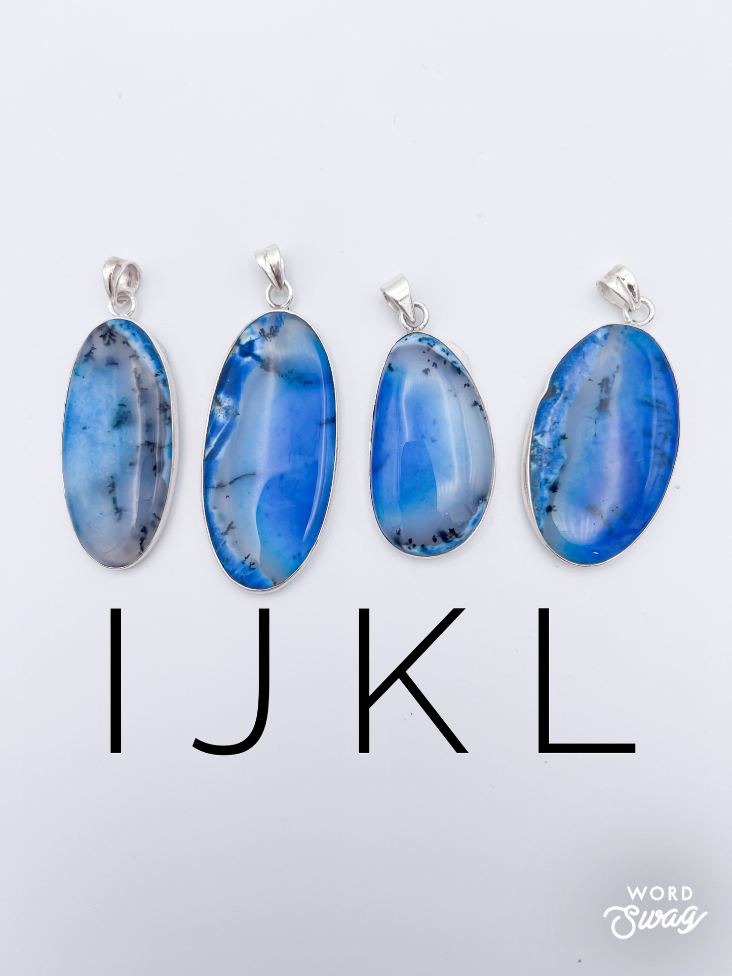 Blue Dendrite Opal Pendant-Solid Sterling Silver