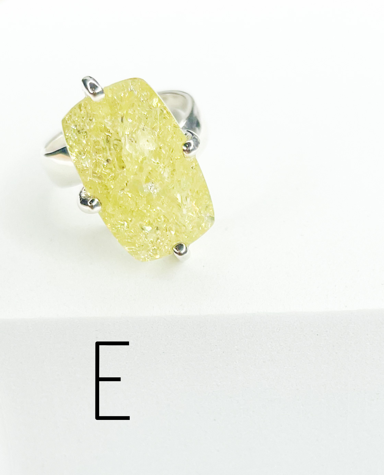 Yellow Crackle Quartz Prong Ring-Solid Sterling silver