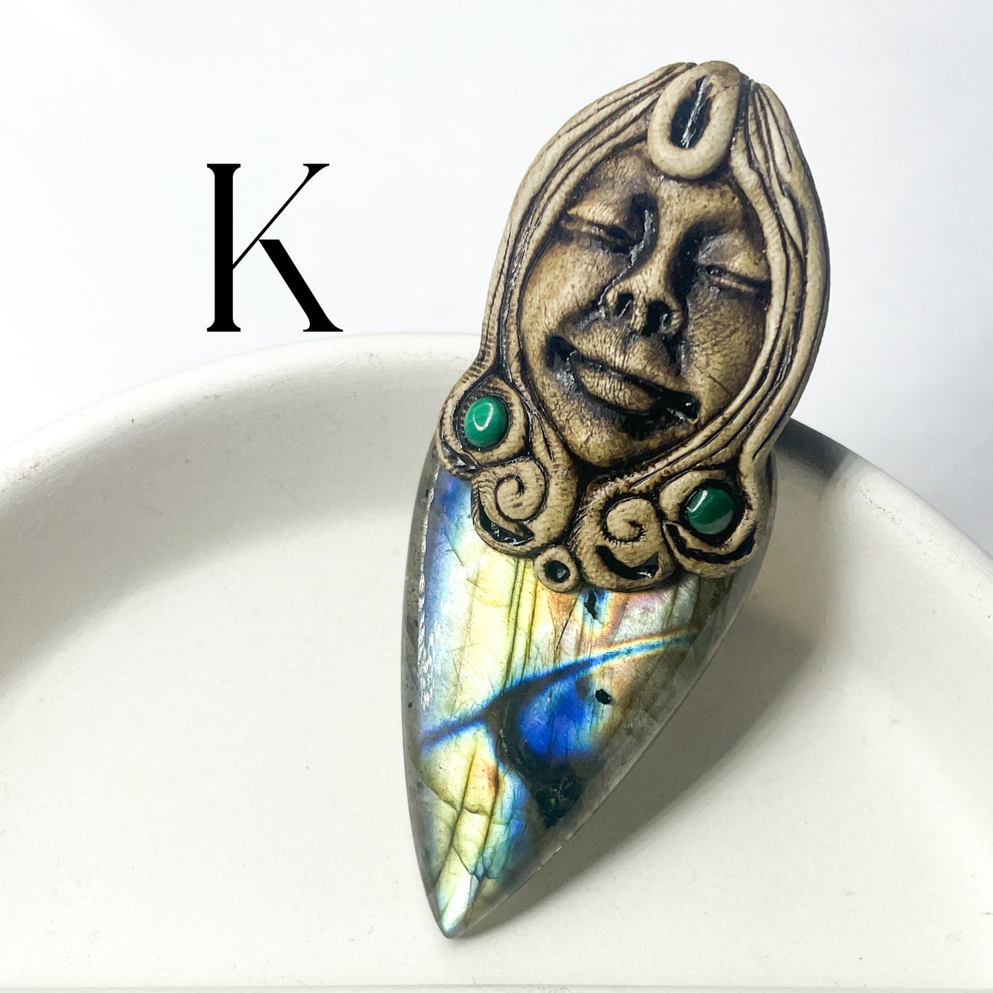 Face Labradorite Clay Pendants