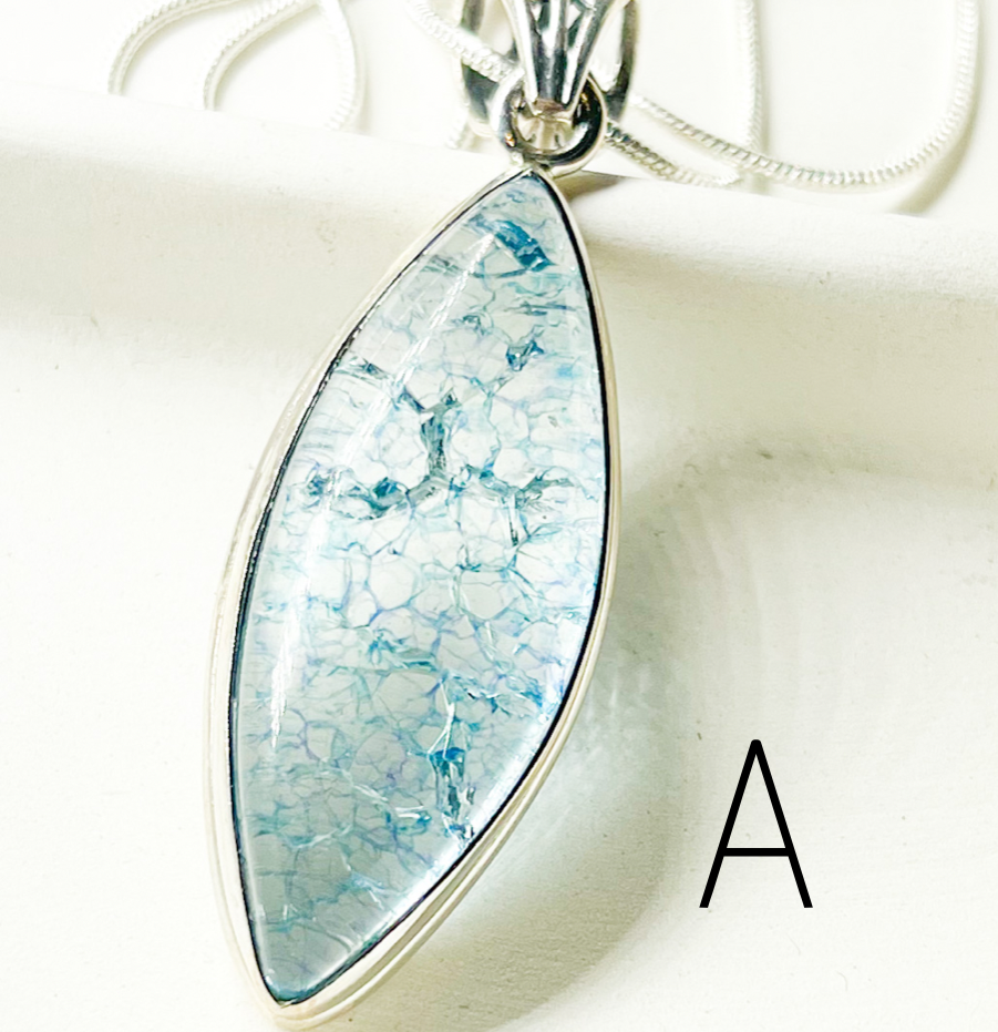 Dainty Glass Pendant Mix-Solid Sterling Silver