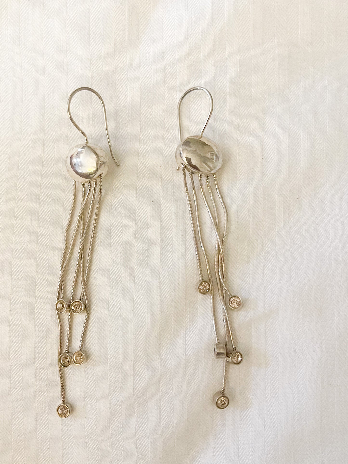 Dangle Earring W Peach Stones-Solid Sterling Silver