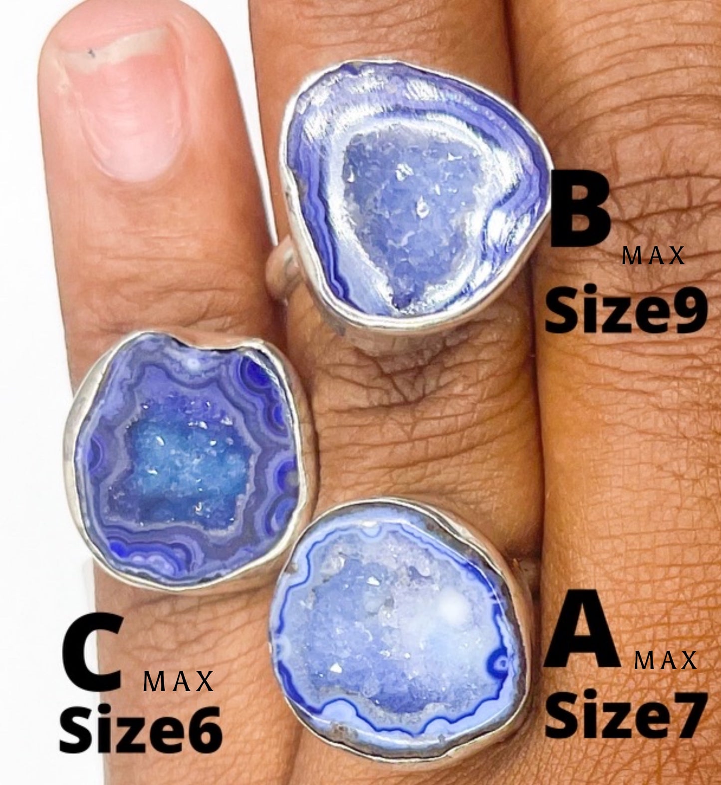 Blue Druzy Ring - Solid Sterling Silver