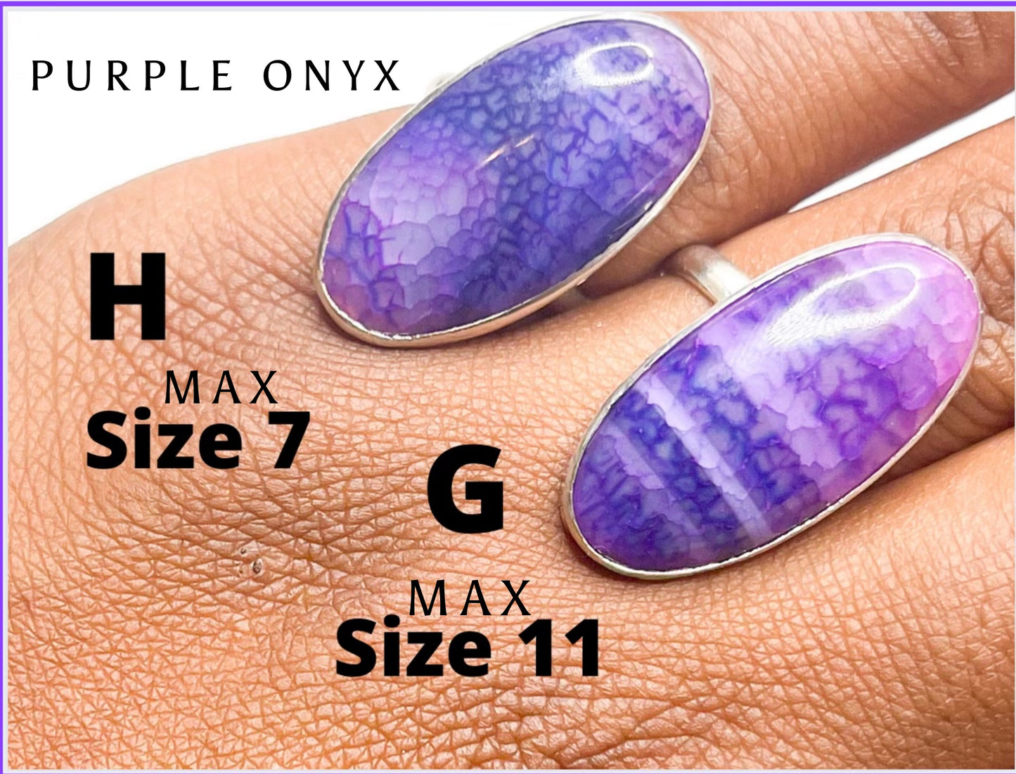 Purple Oynx Oval Ring - Solid Sterling Silver