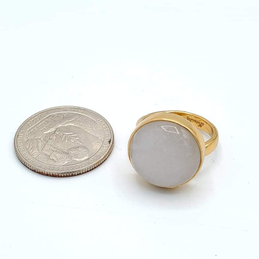 Moonstone Polka Dot Adjustable Ring - Alchemia