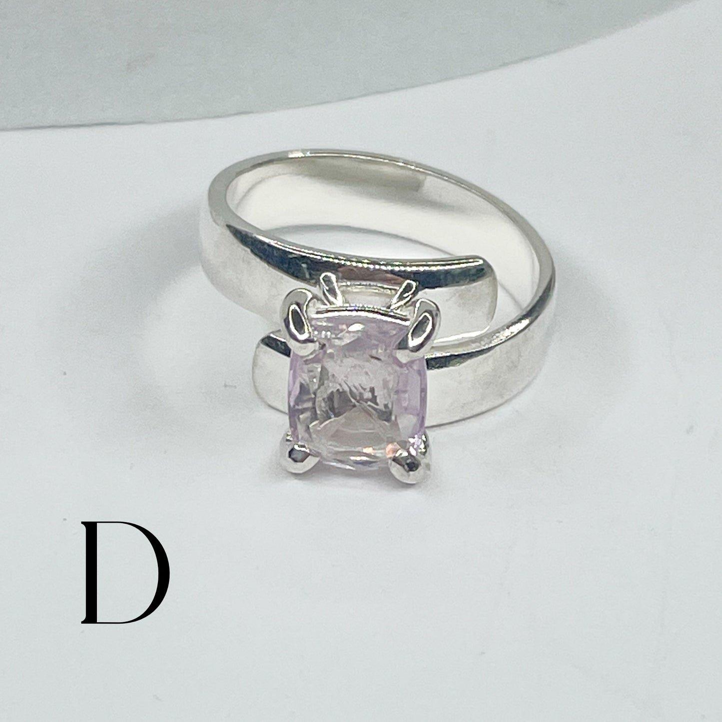 Natural Kunzite Prong Set-Solid Sterling Silver