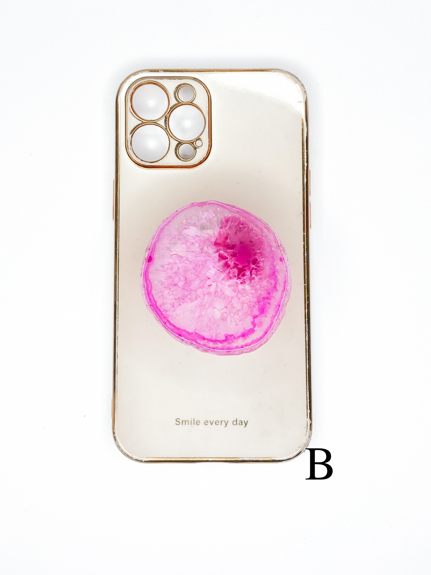 Pink Natural Raw Agate Phone Stone