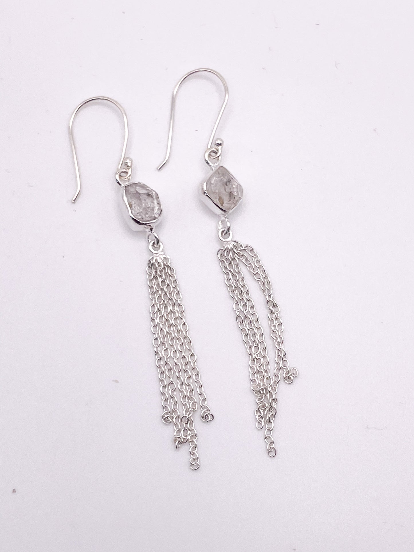 Herkimer Dangle Earrings-Solid Sterling Silver