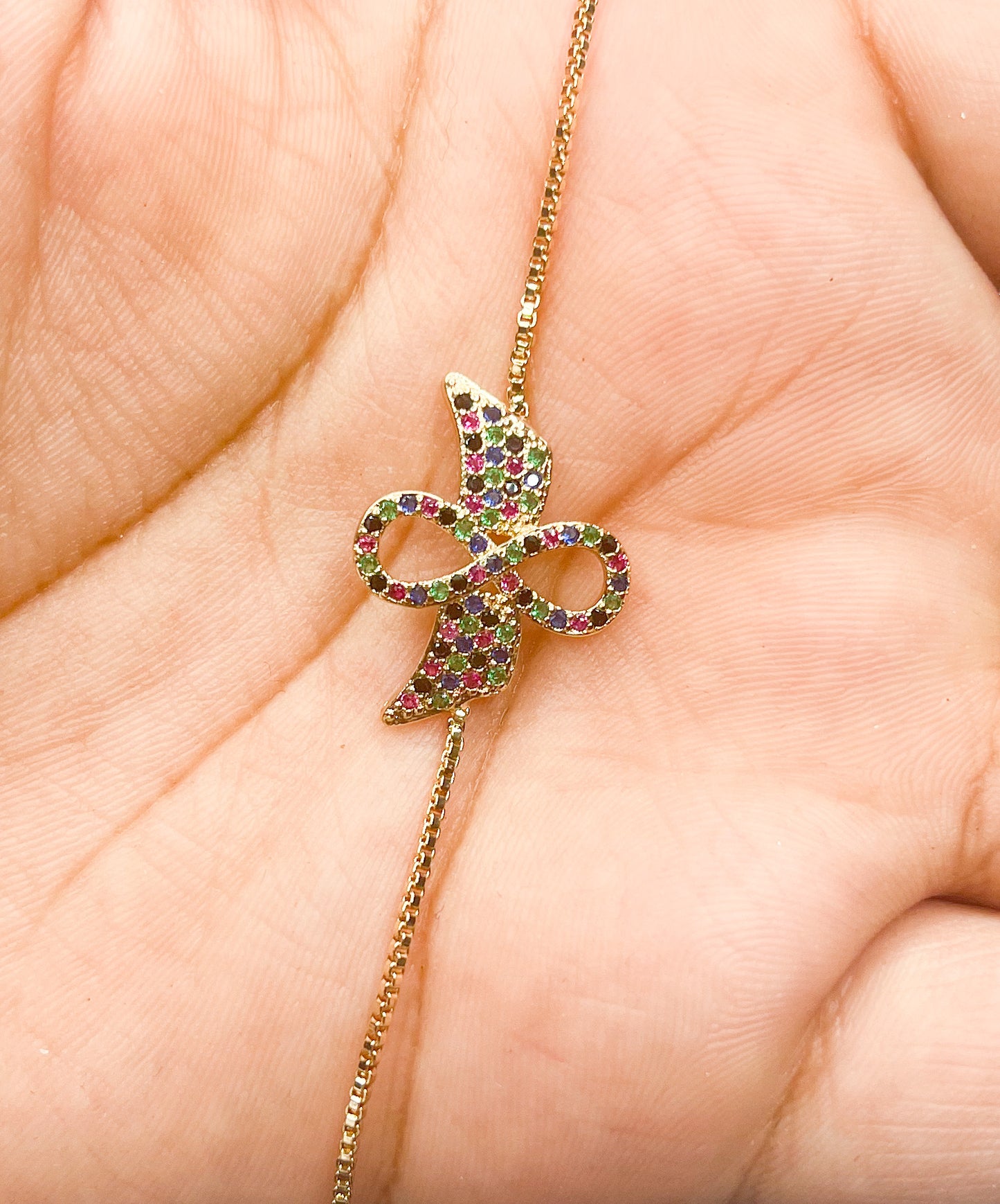 Colorful Infinity W Wings Bolo Bracelet-18k Gold