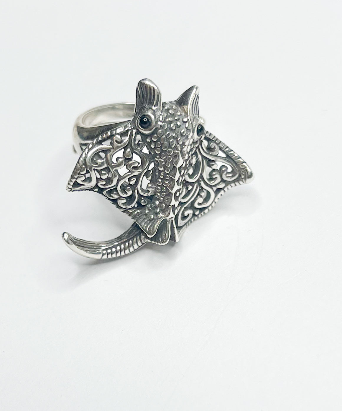 Sting Ray Adjustable Ring - Solid Sterling Silver