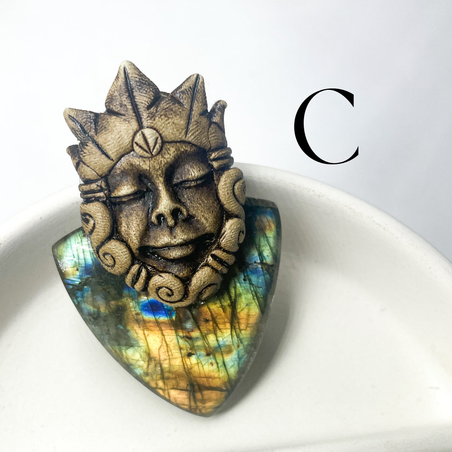 Face Labradorite Clay Pendants